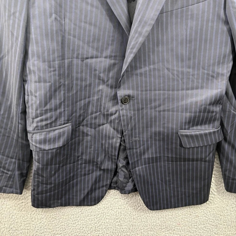VERSACE Suit Navy Blue Pinstripe Wool Notch Lapel Italian Size 52 *